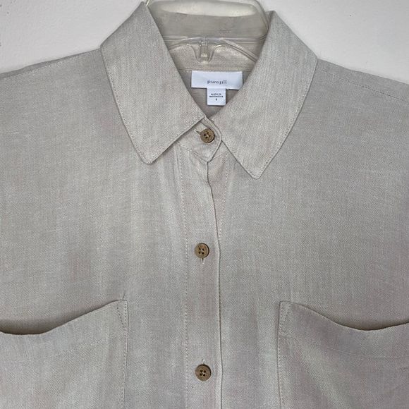 J JILL PURE JILL woman's size small S linen blend button long sleeve tunic top - Picture 2 of 10